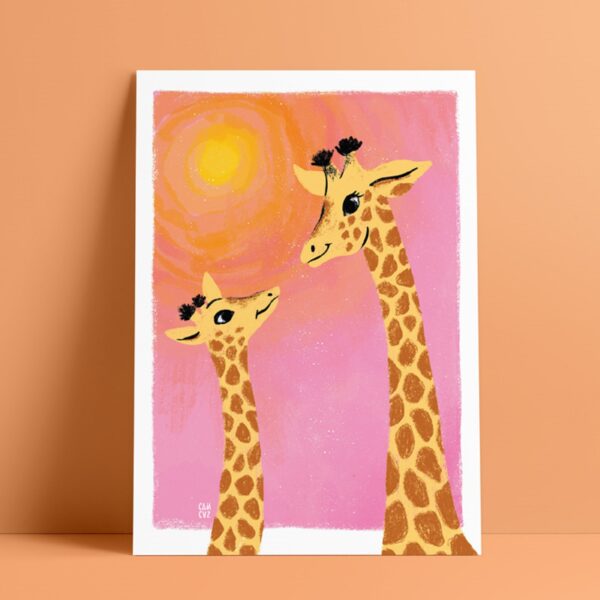 Affiche girafe et girafon
